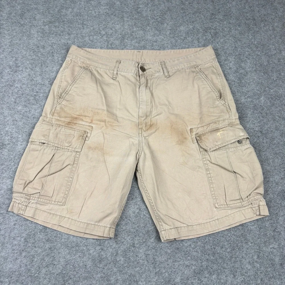 Levi's Cargo Shorts Mens W34 Tan Khaki Y2K Utility Distressed‎ Workwear Outdoor